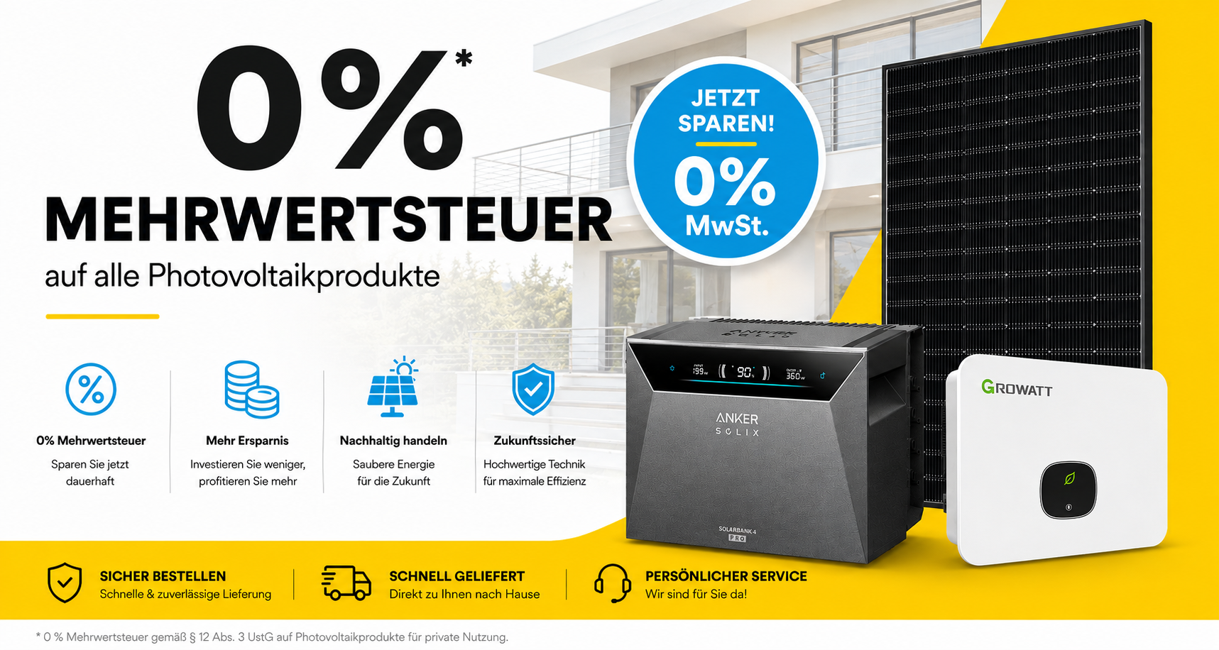 0 % Mehrwertsteuer auf Photovoltaik-Produkte bei JuraSol24